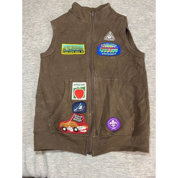 Scouts Canada Vest Adult Size Medium Patches & Pins Streetwear Brown - Picture 1 of 5